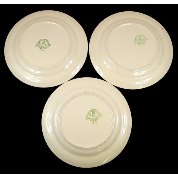 Paden City Gold Lynn Bread & Butter Plates (3) & Soup Bowl (1) 1940s Dishes - Picture 4 of 5